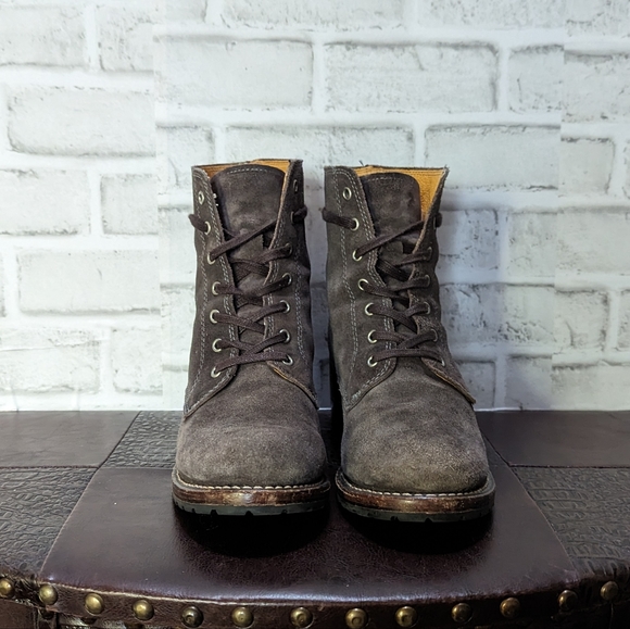Frye Gray Suede Combat Boots - Picture 15 of 16